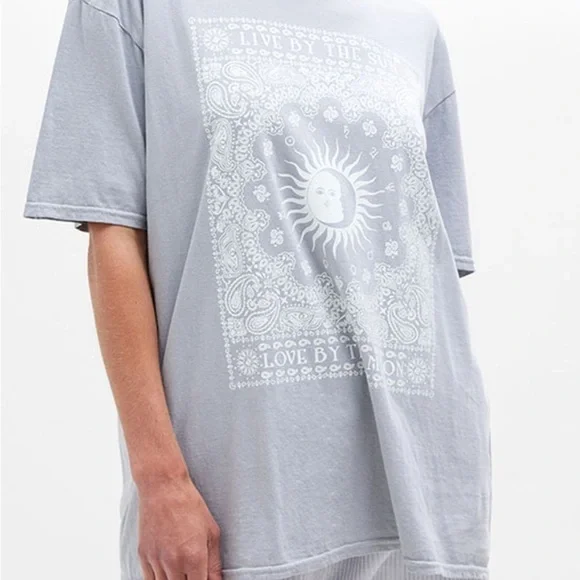 Ps / La Live By Sun Paisley Oversized Grey Graphic Short Sleeved Tee Shirt - Picture 1 of 11